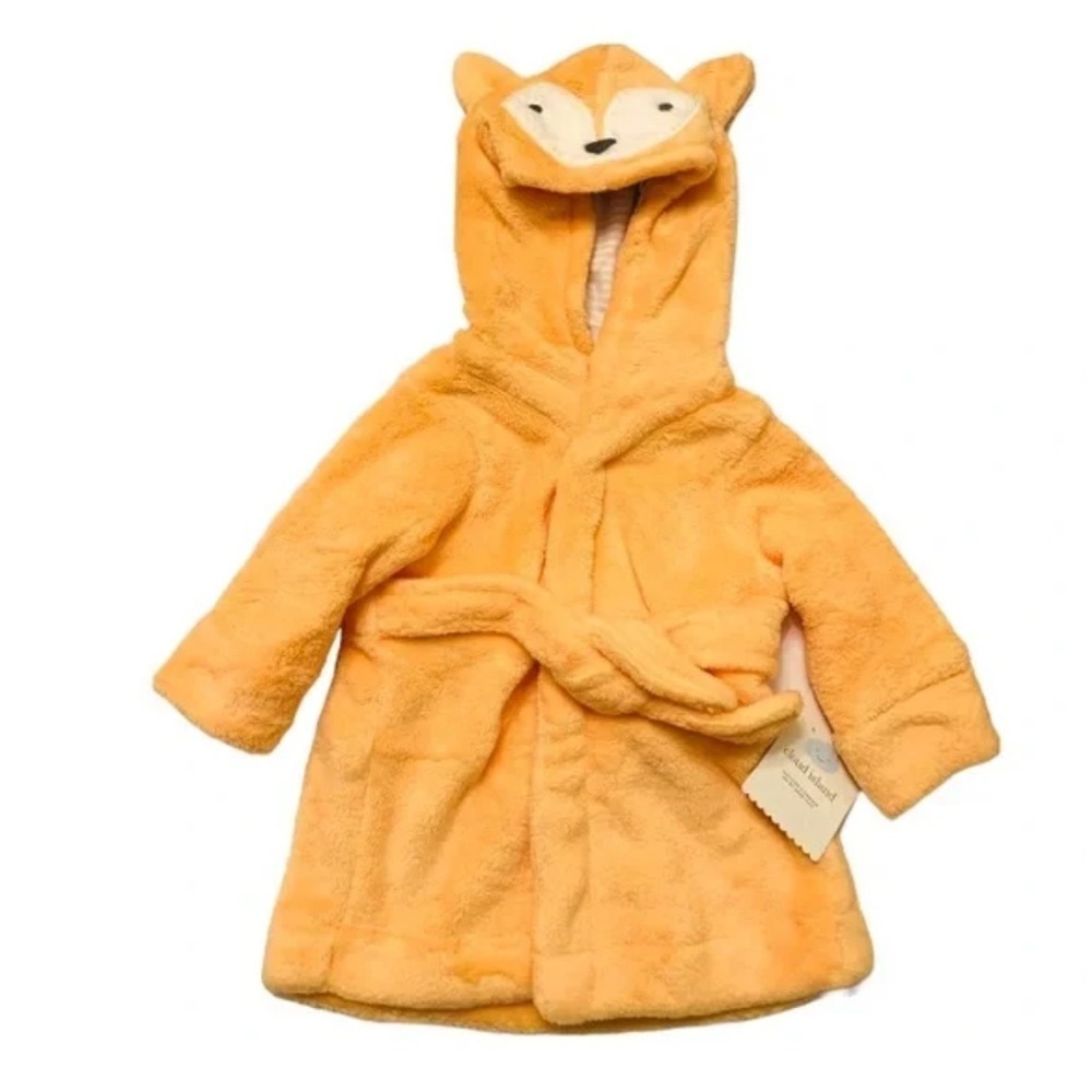 Cloud Island Fox Hooded Bath Robe | 6–9M Orange | NWT